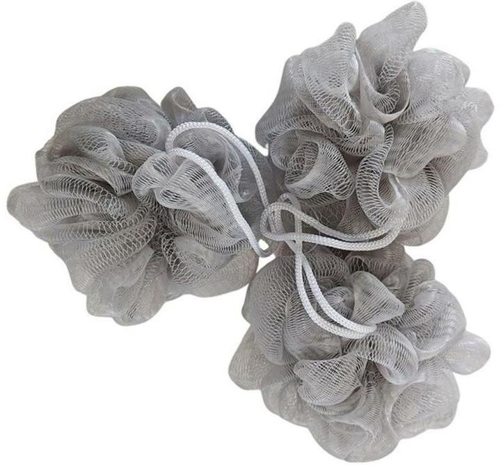 MSV Duschschwamm 3 Stück, 10 x 10 cm, Grau
