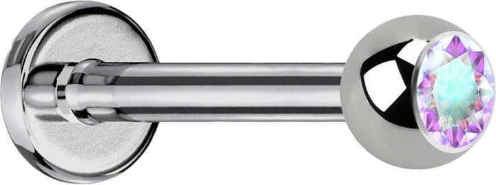 Produktbild Star Piercing Labret silber mit Kugel Kristall multicolor (ohne Messing, Titan G23)