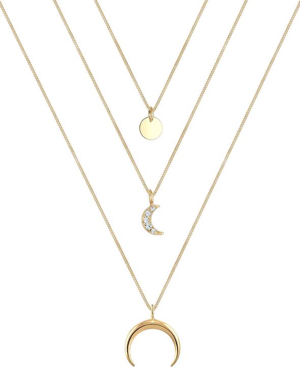 Immagine prodotto Elli Collana Mezza Luna Strato Cristalli Argento (Argento 925 placcato oro, Cristallo di vetro, 40 cm)