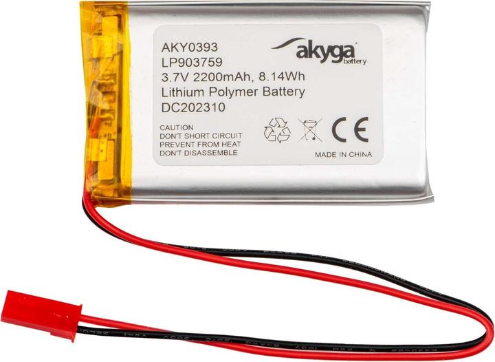 Immagine prodotto Akyga LP903759 Akkupack x Spezial-Akku LiPo 3.7 V 2200 mAh (3.70 V, 2200 mAh)