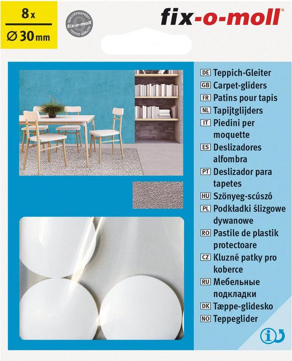 Fix-o-moll Piedini per moquette Ø 30 mm 8 x (Alianti per tappeti, 8 Pezzo/i)