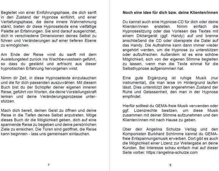 Produktbild Hypnosetexte zum Vorlesen und selber Zusammenstellen 6 (Deutsch, Angelina Schulze, 2023)