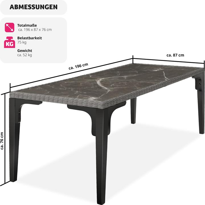 Immagine prodotto tectake Tavolo in rattan Foggia (196 cm)