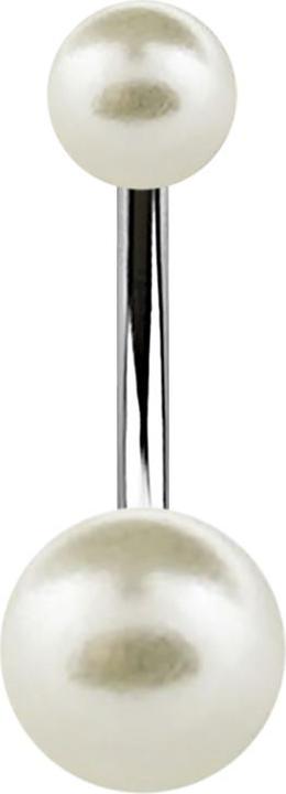 Image du produit Star Piercing Banane argentée avec deux boules de perles crème (Acier chirurgical 316L)
