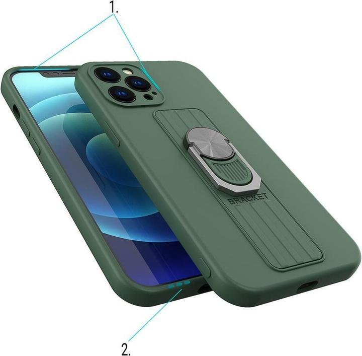 Produktbild Hurtel Ring Case silicone case with finger grip and stand for Xiaomi Redmi 10X 4G / Xiaomi Redmi Note 9 dar (Xiaomi Redmi 10X, Xiaomi Redmi Note 9)