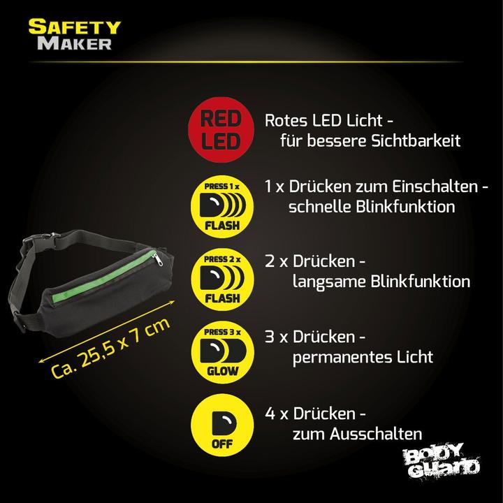 Produktbild SafetyMaker LED Gürteltasche schwarz/rot
