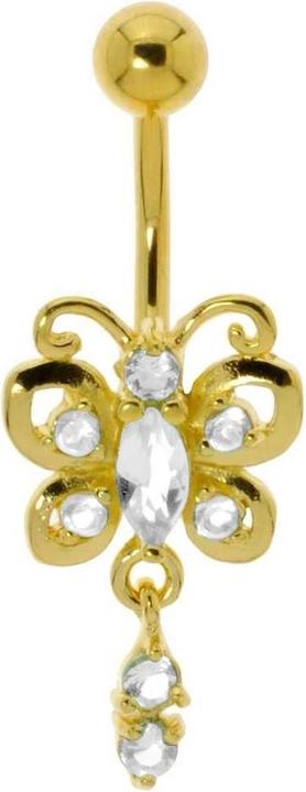 Bijouteria Bauchpiercing (Chirurgenstahl 316L, Kristall, PVD Beschichtung (goldfarbig), Messing)