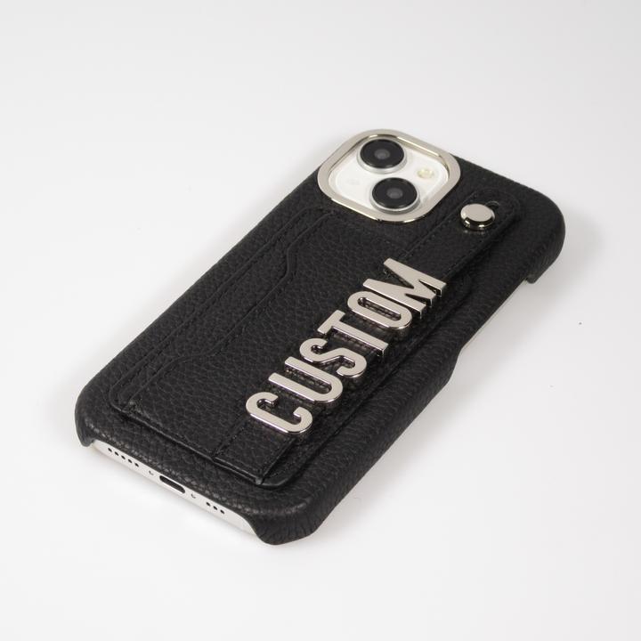 Immagine prodotto PhoneLook Copertina Copertina in pelle personalizzata con scritte in argento + cordino e scomparto per le (Apple iPhone 15)