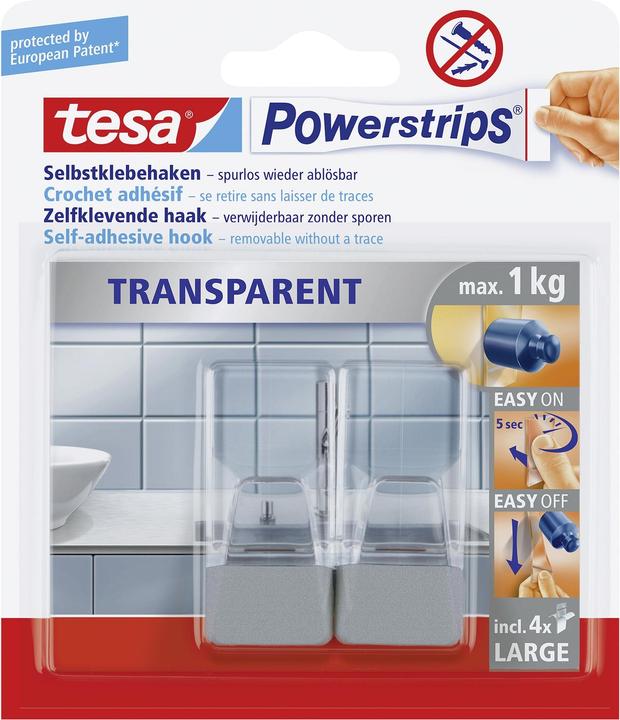 Produktbild tesa Powerstrips Transparent Deko Haken LARGE
