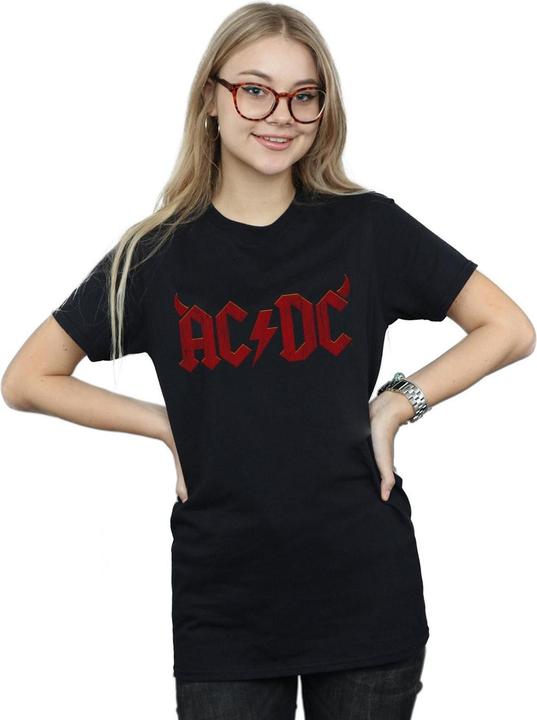 Immagine prodotto AC/DC T-shirt boyfriend in cotone con logo Horns per donne/femmine (4XL)