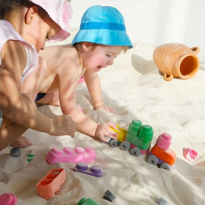 Actual product image Montessori Toys, educational toys, soft blocks and wheels - 21 blocks and 16 wheels