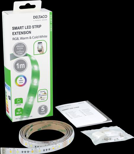 Immagine prodotto Deltaco SMART HOME Striscia LED di prolunga, 1 m, RGB, 2700K-6500K, 6 contatti, adatta per SH-LS3M, bianco (Multicolore, 300 cm, Interno, Esterno)