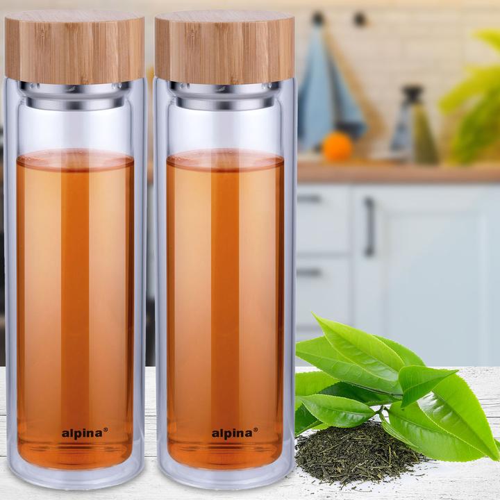 Immagine prodotto alpina Set di 2 borracce sottovuoto con colino per il tè integrato (0.45 l)
