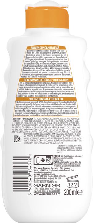 Produktbild Garnier Ambre Solaire Hydra 24 (Sonnenmilch, SPF 20, 200 ml, 280 g)