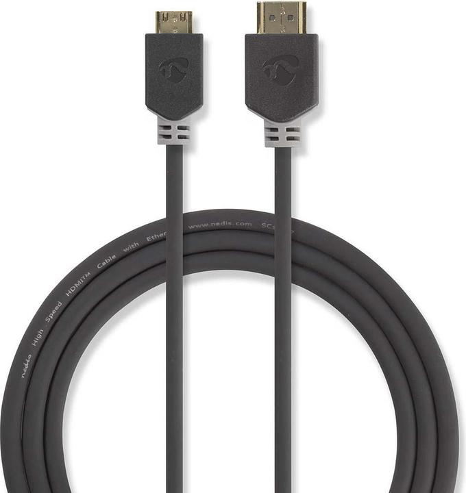 Actual product image Nedis High Speed??HDMI T Cable with Ethernet HDMIT Male HDMIT Mini Male 4K@60Hz 18 Gbps 2.00 m (2 m, HDMI)