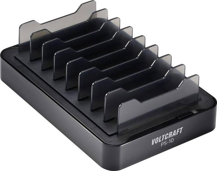 Actual product image Voltcraft Desktop charging station 120W Output current (max.) 3A Number of outputs: 10 x USB-A, USB-C® (120 W)