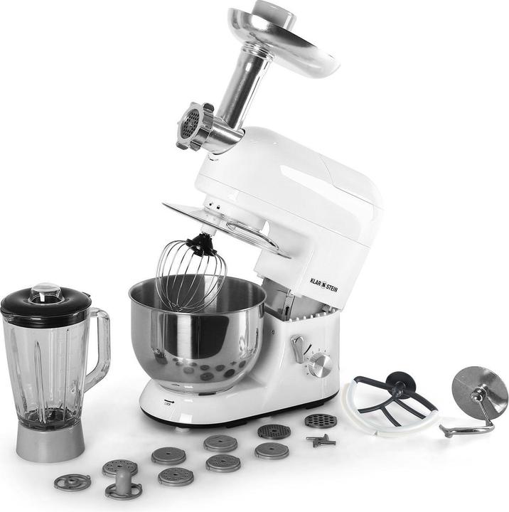 Produktbild Klarstein Lucia Bianca Küchenmaschine inkl Fleischwolf1200W, 5 Liter, Weiss (1200 W)