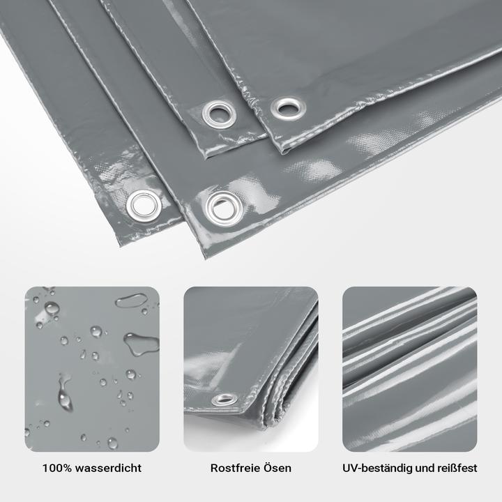 Immagine prodotto Wiltec Telone grigio resistente alle intemperie 3x4m telone poliestere occhielli 650g/m² telone da giardino (3 x 4 m)