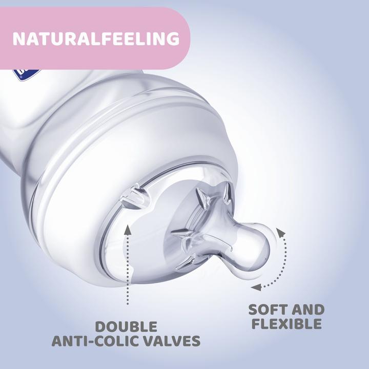 Immagine prodotto Chicco Starter Set NATURAL FEELING 2x150ml 2x250ml 1 tétine 1 Physioforma Soft 1 set di guanti UNI 0m+ (300 ml)