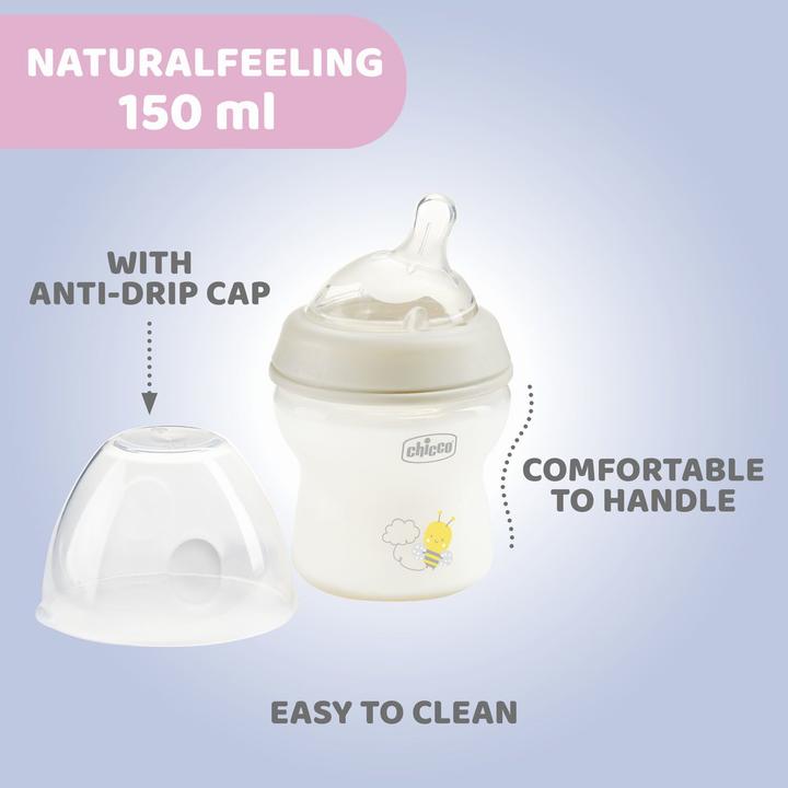 Immagine prodotto Chicco Biberon NATURAL FEELING PP Tettarella in silicone a flusso lento BLU 0m+ (150 ml)