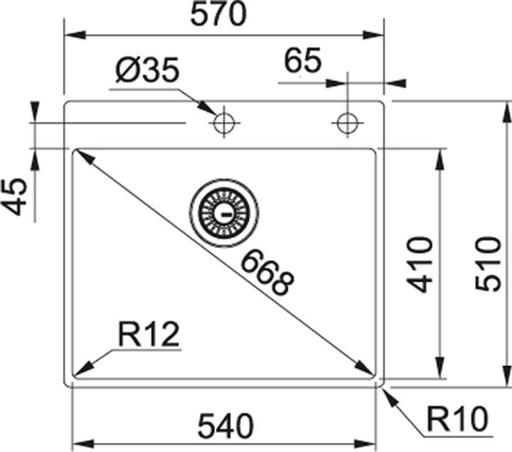 Actual product image Franke Box BXX 210-54 TL (Top-mounted sink, 51 cm, 57 cm)