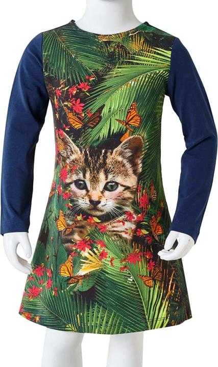 Actual product image VidaXL Children's dress with long sleeves navy blue 104,Material of the (104)