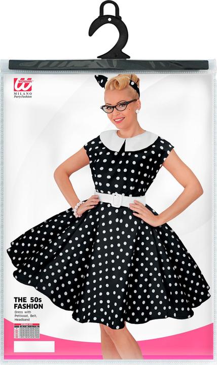 Actual product image Widmann 50s ROCK'N'ROLL FASHION BLACK (dress with petticoat, belt, hairband), S (S)