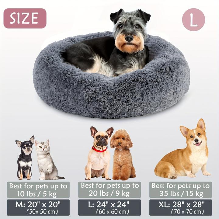 Produktbild Alopini Beruhigendes Hunde- & Katzenbett, Donut Cuddler Wärmendes Kuscheliges Weiches Rundes Bett (Hund, Katze)