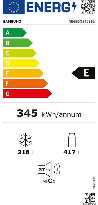 Energie-Label Samsung Food Center RS5000, 635l (635 l)
