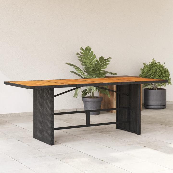 Immagine prodotto VidaXL Tavolo da giardino Tavolo da pranzo Tavolo da patio con piano in legno nero in poly rattan (80 cm)