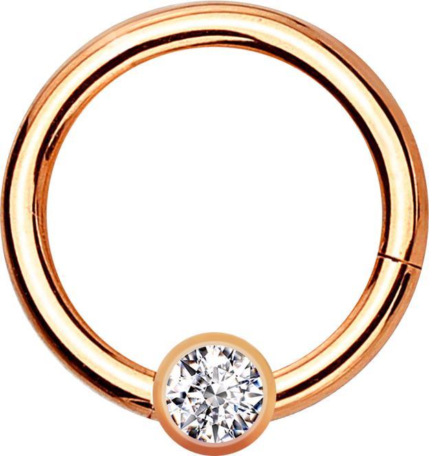Immagine prodotto Star Piercing Anello a micro segmenti con cerniera in oro rosa e cristallo a sfera in argento (senza ottone, Titanio G23)