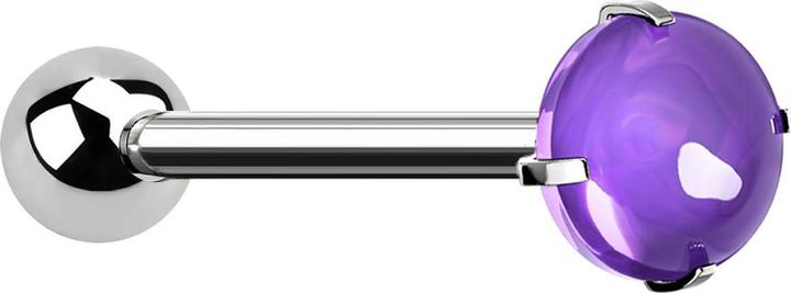 Actual product image Star Piercing Barbell silber mit Kugel und Cabochon violett gefasst (without brass, Surgical steel 316L)