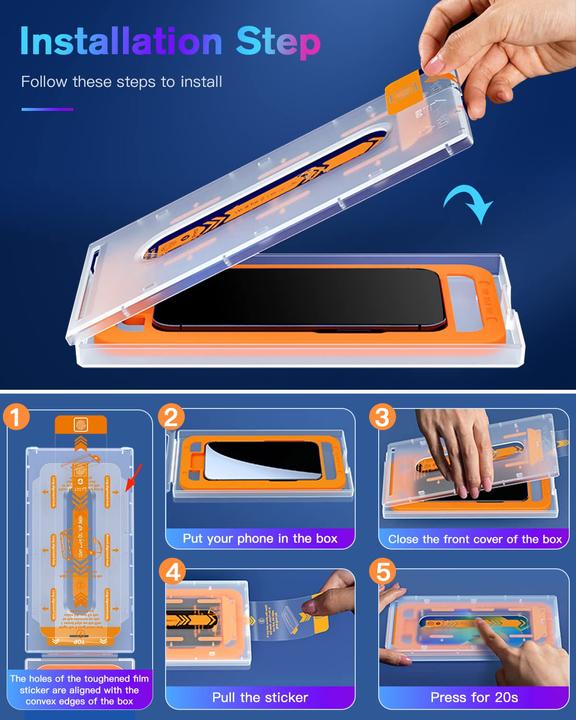 Produktbild PhoneLook Vollständig schützendes Glas mit automatischem Montagesystem gegen Blasen und Staub 3D (1 Stück, Apple iPhone 15 Pro Max)