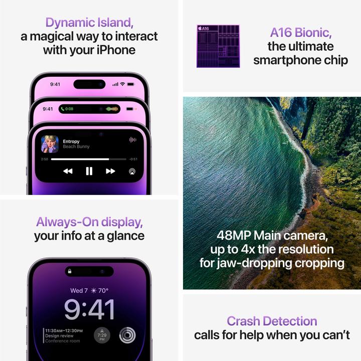 Produktbild Apple iPhone 14 Pro Max (1000 GB, Space Black, 6.70", SIM + eSIM, 48 Mpx, 5G)
