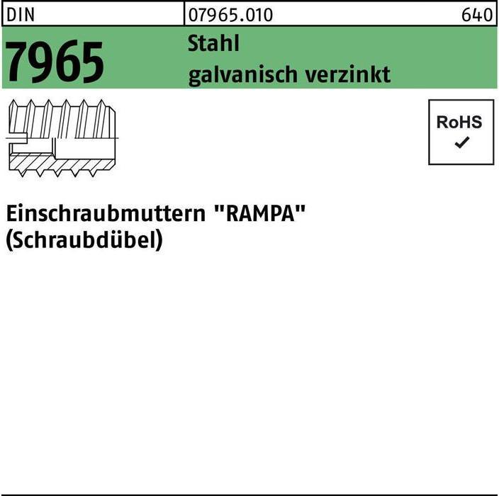 Produktbild Einschraubmutter DIN 7965 M 4 x 12 Stahl galv. verzinkt (M4)