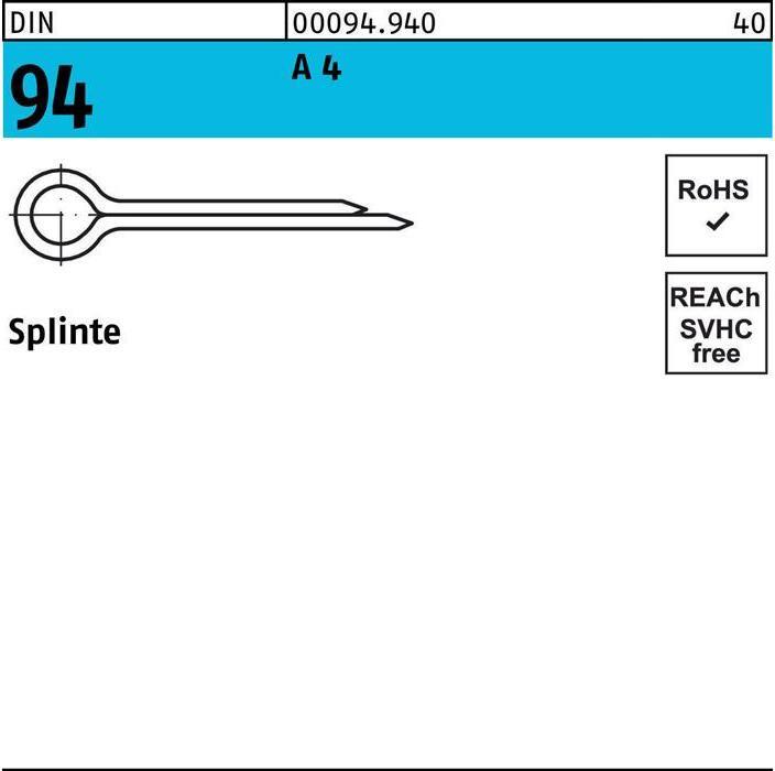 Actual product image Split pins DIN 94/ISO 1234 10 x 80 A 4