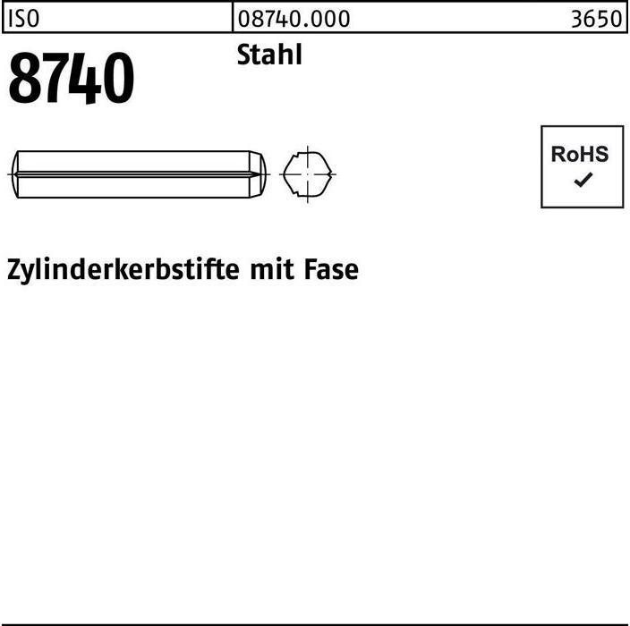 Produktbild Zylinderkerbstift ISO 8740 m.Fasen 2,5 x 8 Stahl ISO 8740