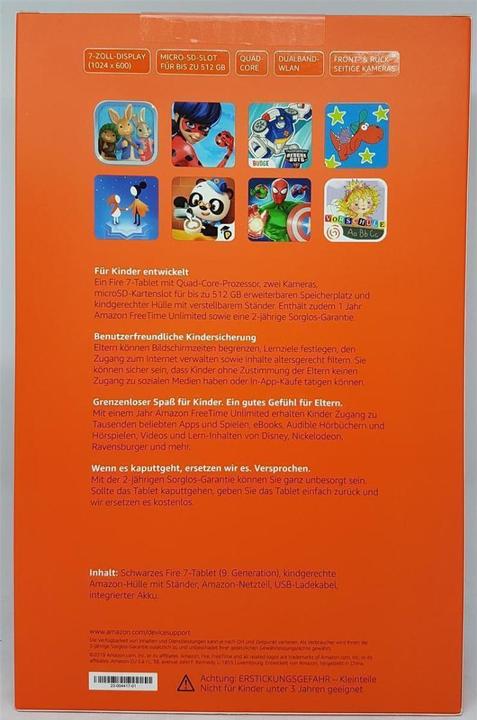 Immagine prodotto Amazon Fire 7 Kids Edition - 17,8 cm (7 pollici) - 1024 x 600 pixel - 16 GB - 1 GB - 1,3 G (7", 16 GB, Viola)