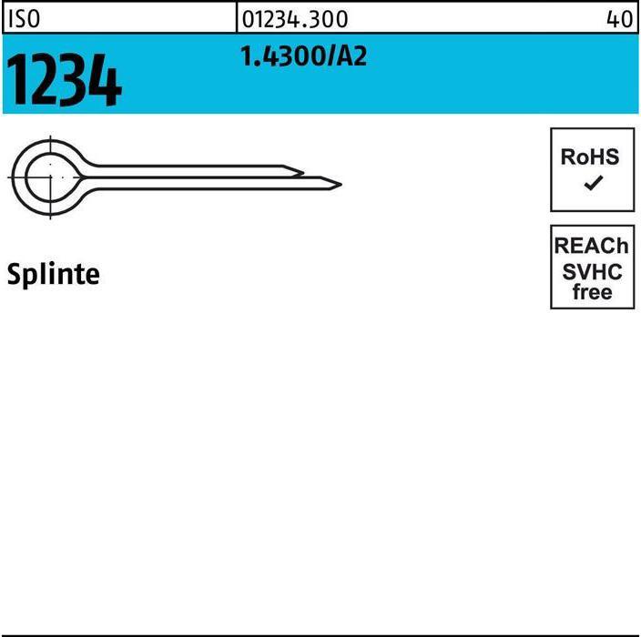 Actual product image Split pins ISO 1234 2 x 10 1.4300/A 2