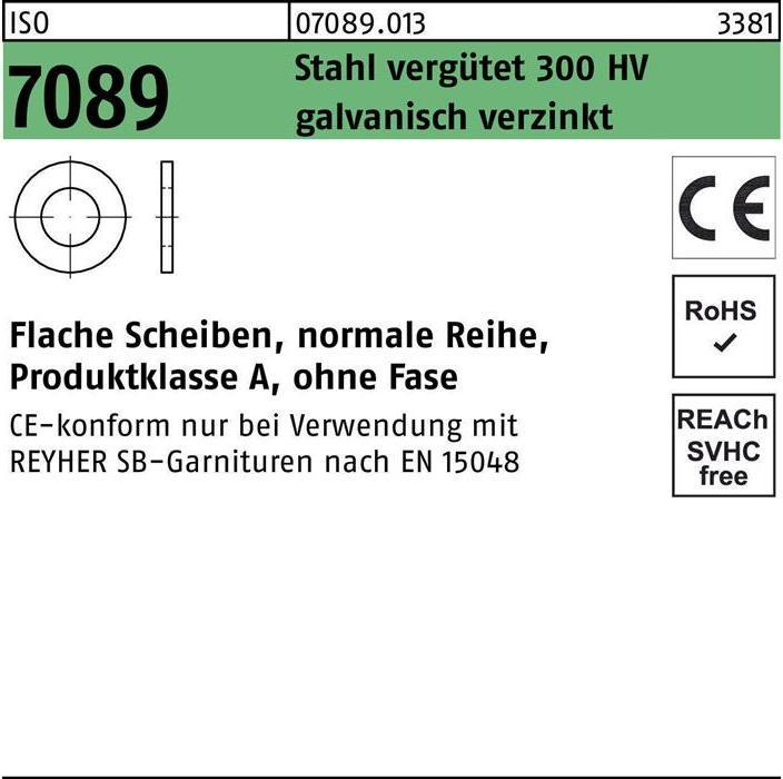 Produktbild Bufab Unterlegscheibe ISO 7089 o.Fase 10 Stahl 300 HV galvanisch verzinkt
