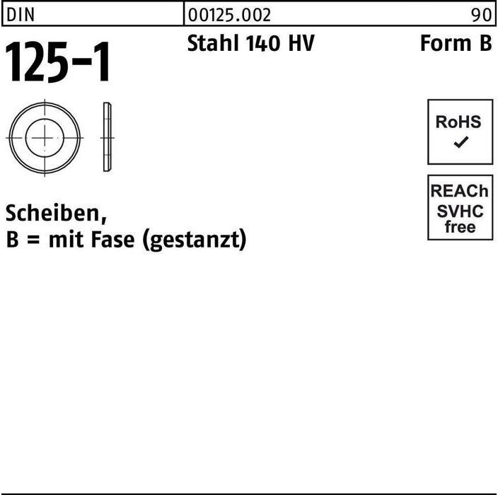 Actual product image Washer DIN 125-1 Form B 25 x 44 x4 Steel 140 HV