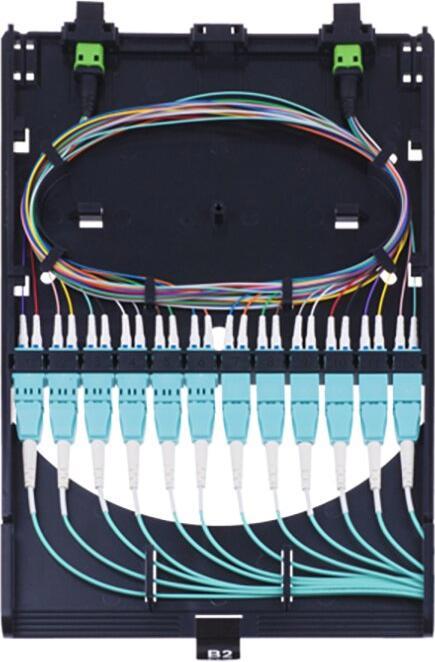 Produktbild BlueOptics HD MPO Kassette 12x LC Duplex UPC 1x MPO 24 Kerne OM3 AF