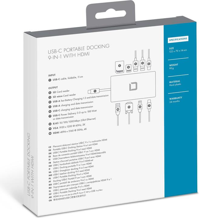 Image du produit Dicota Portable 9 en 1 (USB-C, 9 Ports)