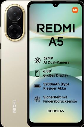 Image du produit Xiaomi Redmi A5 4G (64 Go, Or Sandy, 6.88", Double SIM + SD, 32 Mpx, 4G)