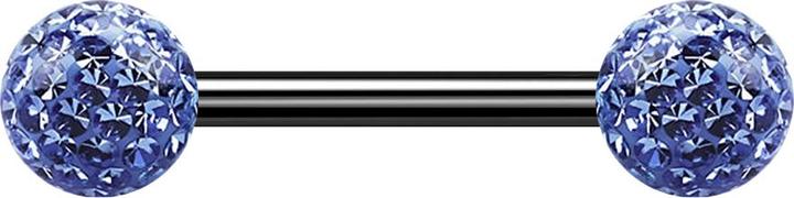 Produktbild Star Piercing Barbell schwarz mit zwei Kristallkugeln hellblau Epoxy Schutzschicht (ohne Messing, Titan G23)
