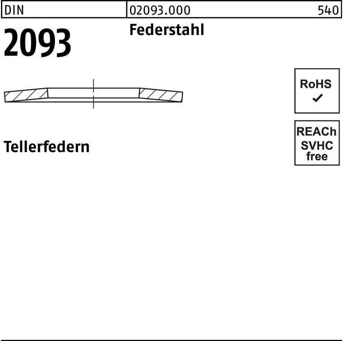 Produktbild Tellerfeder DIN 2093 50 x25,4x3,0 Federstahl