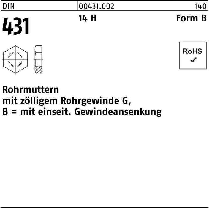 Produktbild Rohrmutter DIN 431 BG 1 1/2 14 H (G1/2")