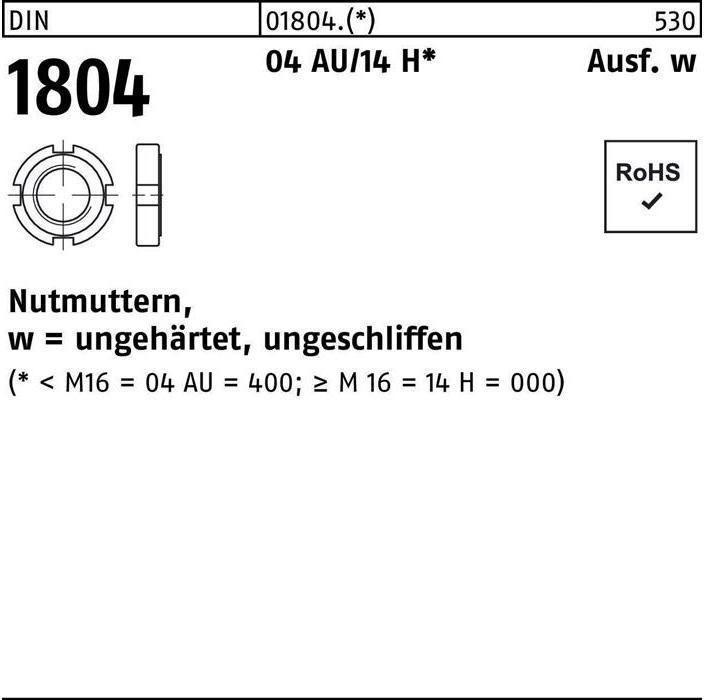 Immagine prodotto Dado scanalato DIN 1804 M 42 x 1,5 Acciaio a taglio libero/14 H