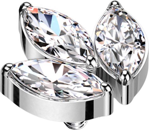 Produktbild Star Piercing Dermal Anchor silber drei Ovalen Kristalle silber (ohne Messing, Titan G23)