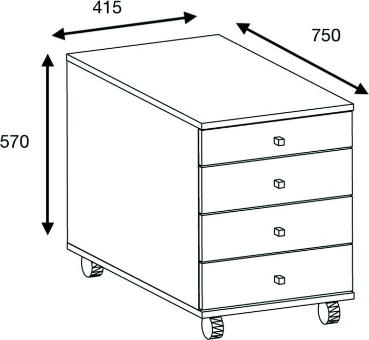Immagine prodotto VCM Mobiletto per ufficio in legno Piedistallo mobile Lona con cassetto (42 x 80 cm)
